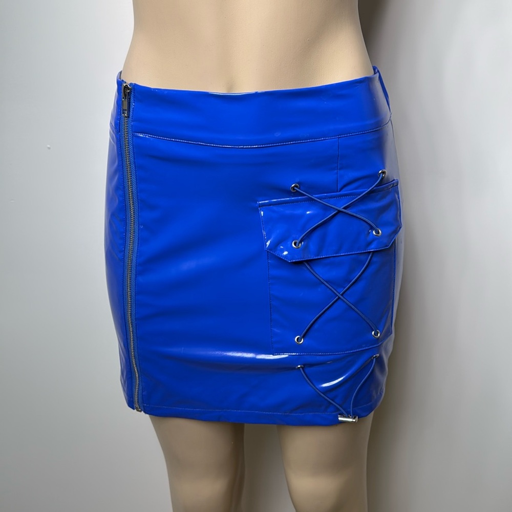 Mags & Pye medium blue vinyl mini skirt